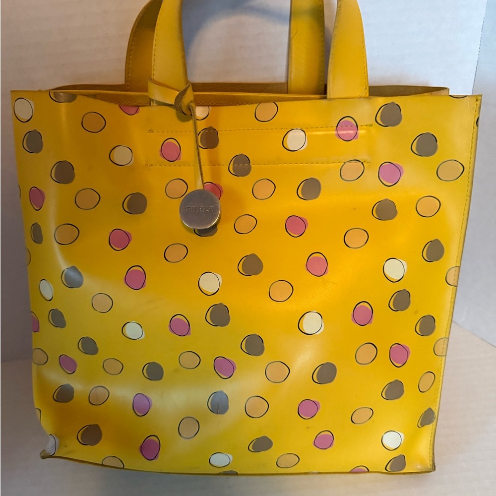 Furla Bright Yellow Polka Dot Women's Tote Bag